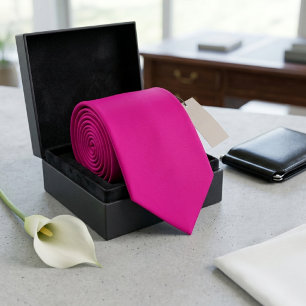Elegant Hot Pink Slim Neck Tie for Men or Women's