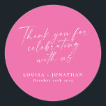 Elegant Hot Pink Trendy Script Custom Thank You Classic Round Sticker<br><div class="desc">Elegant Trendy Script Custom Thank You Classic Round Sticker in Hot Pink</div>