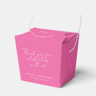Elegant Hot Pink Trendy Script Custom Thank You Favour Box