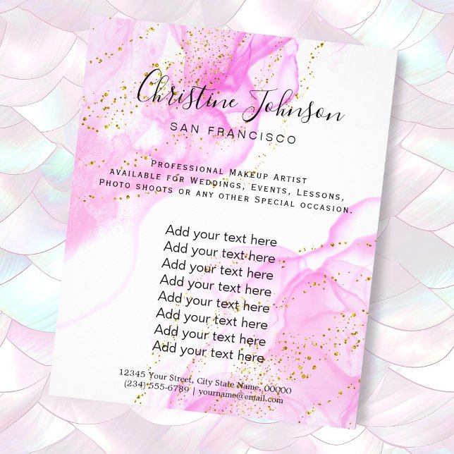 elegant hot pink watercolor faux glitter flyer (Creator Uploaded)