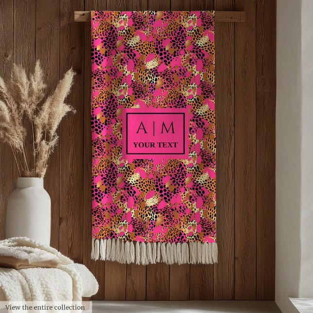 Elegant hot pink watercolor leopard skin blanket (Elegant hot pink watercolor leopard skin blanket)