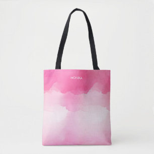 Elegant Hot Pink Watercolor Splash Personalised Tote Bag