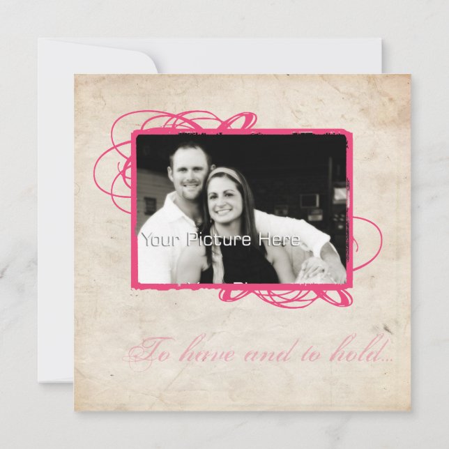Elegant Hot Pink Wedding Invitation (Back)