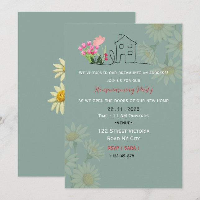 Elegant Housewarming Party Invitation (Front/Back)
