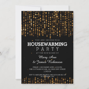 Elegant Housewarming Party Star Confetti Gold Invitation