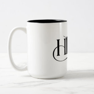 Elegant HR Monogram and whimsical Cat Mug
