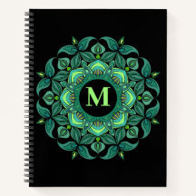 Elegant Hues of Green Mandala Flourish Monogram