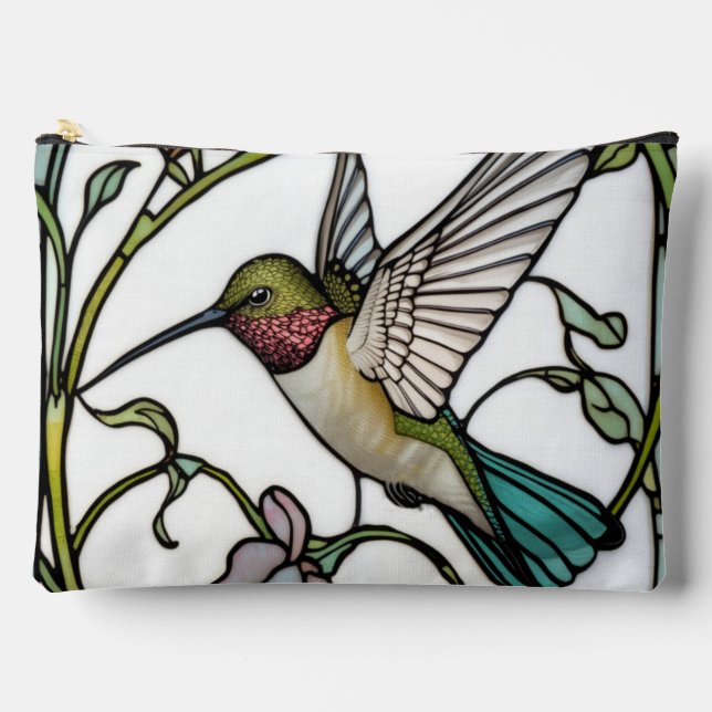 Elegant hummingbird artwork botanical boho chic accessory pouch (Front)