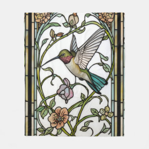 Elegant hummingbird artwork botanical boho chic fleece blanket