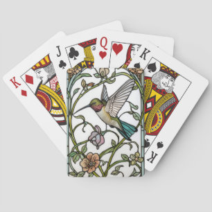 Elegant hummingbird artwork botanical boho chic playing cards