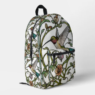 Elegant hummingbird artwork botanical boho chic printed backpack