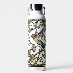 Elegant hummingbird artwork botanical boho chic water bottle