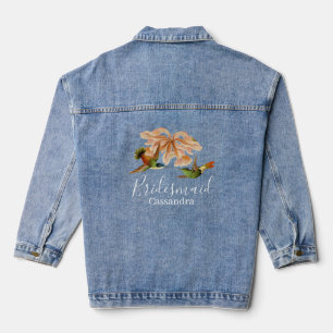 Elegant Hummingbird Bridesmaid Favour Wedding Denim Jacket