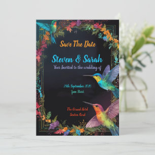 Elegant Hummingbird & Floral Wedding Invitation