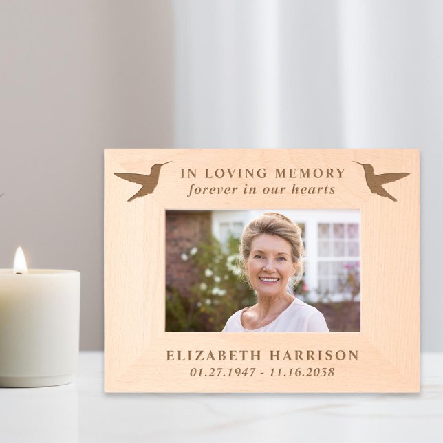 Elegant Hummingbird Memorial Funeral Photo Etched Frames (Creator Uploaded)