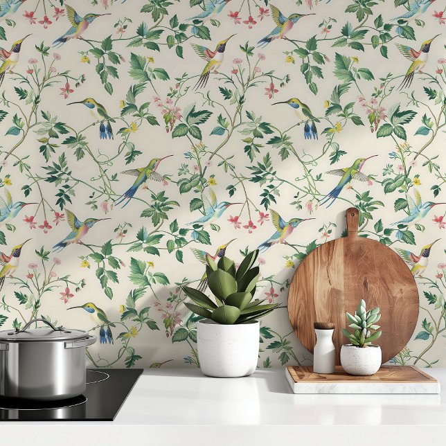 Elegant Hummingbird Nature-Inspired Floral Pattern Wallpaper (Creator Uploaded)