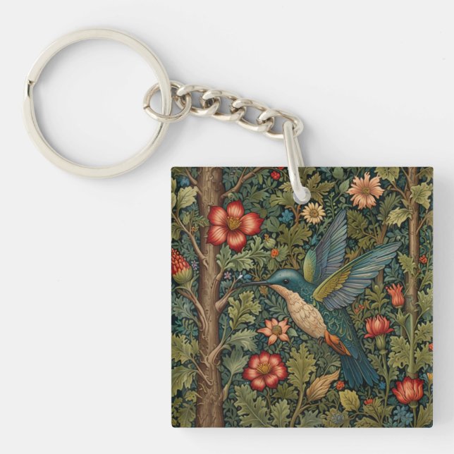 Elegant hummingbird romantic boho chic key ring (Front)