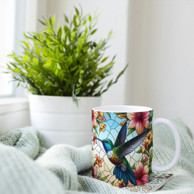 Elegant Hummingbird Stained Glass Effect Coffee Mug (Creator Uploaded)