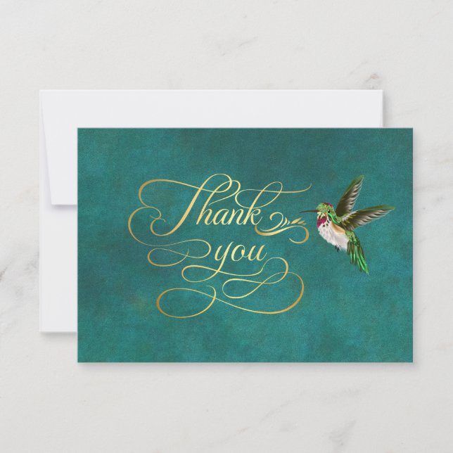 Elegant Hummingbird Thank You Invitation Cards (Front)