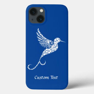 Elegant Hummingbird White on Blue Design iPhone 13 Case