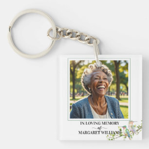 Elegant Hummingbirds Floral Photo Keepsake Key Ring