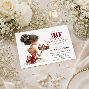 Elegant Humour Woman 30th Birthday Marsala Red Invitation