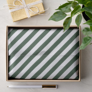 Elegant Hunter Green and White Striped Pattern Tissue Paper