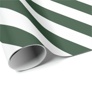 Elegant Hunter Green and White Striped Pattern Wrapping Paper