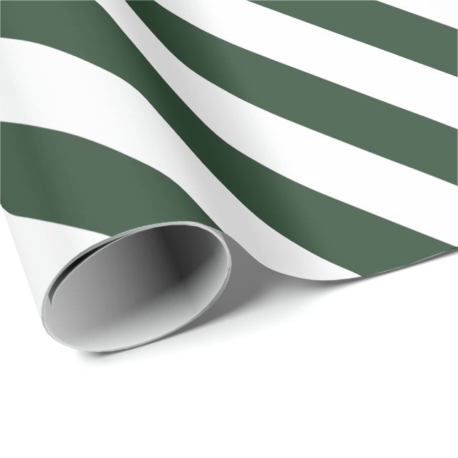 Elegant Hunter Green and White Striped Pattern Wrapping Paper (Roll Corner)