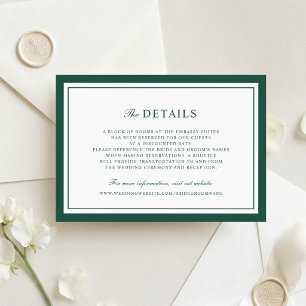 Elegant Hunter Green Border Frame Wedding Details Invitation