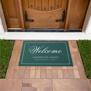 Elegant Hunter Green Custom Doormat
