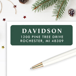 Elegant Hunter Green Family Return Address Label