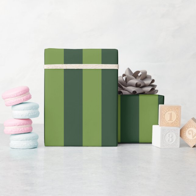 Elegant Hunter Green Garden Green Stripe  Wrapping Paper (Baby Shower)