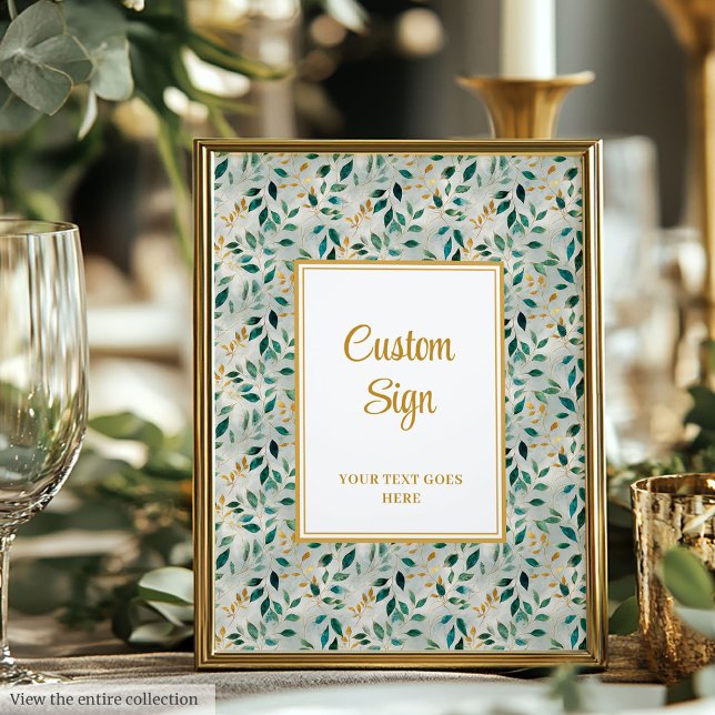 Elegant Hunter Green Gold Greenery Wedding Custom  Poster (Elegant Hunter Green Gold Greenery Wedding Custom Poster)