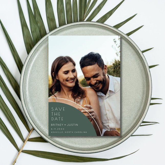 Elegant Hunter Green Photo Wedding Save The Date (Elegant Hunter Green Photo Wedding Save The Date)