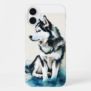 Elegant Husky Watercolor Art – Majestic Dog Portra iPhone 16 Plus Case