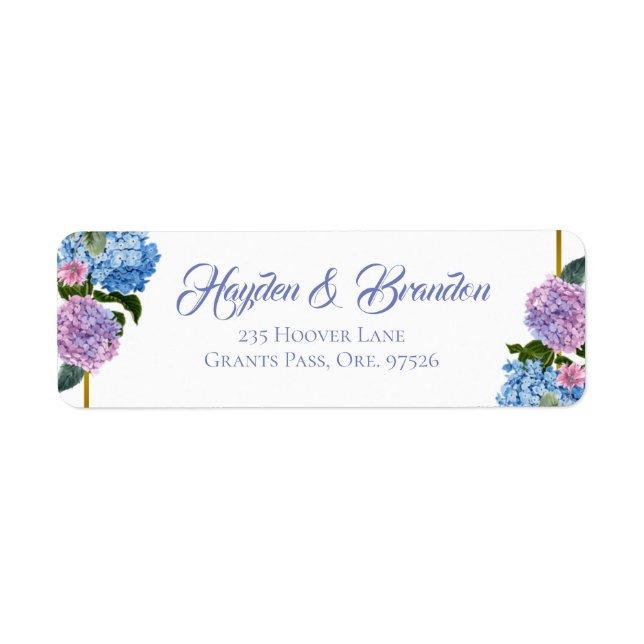 Elegant Hydrangea Address Labels (Front)
