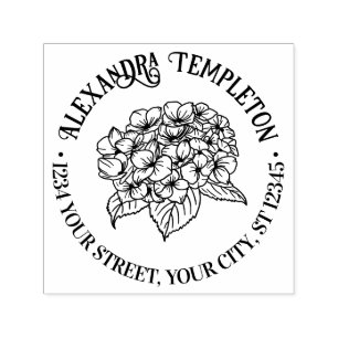 Elegant Hydrangea and Leaves Self-inking Stamp