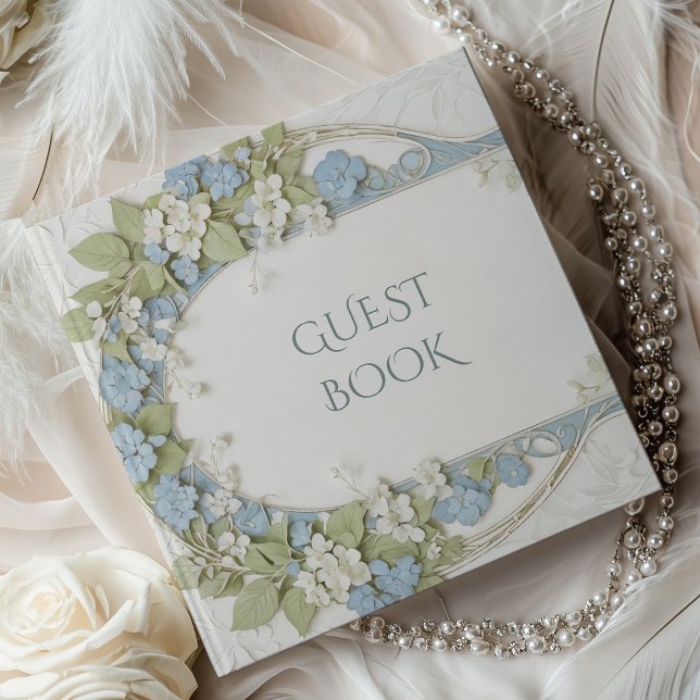Elegant Hydrangea Art Nouveau Wedding Guest Book (Creator Uploaded)