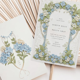 Elegant Hydrangea Art Nouveau Wedding Invitation