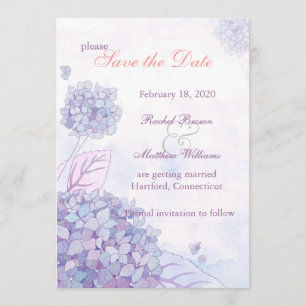 Elegant Hydrangea Blooms Floral Save the Date Invitation