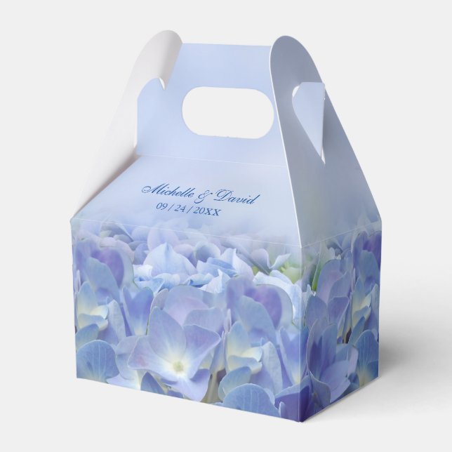 Elegant Hydrangea Blue Florals Wedding Favour Box (Front Side)