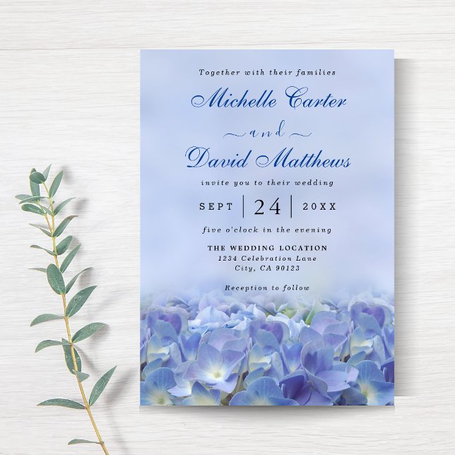 Elegant Hydrangea Blue Florals Wedding Invitation  (Creator Uploaded)