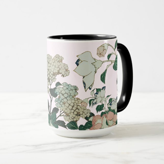 Elegant Hydrangea & Botanical Bloom Mug (Front Right)