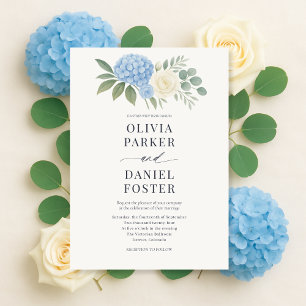 Elegant Hydrangea Botanical Eucalyptus Wedding Invitation