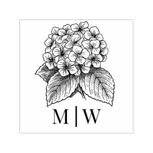 *Elegant Hydrangea Bouquet Wedding Couple Initials Self-inking Stamp