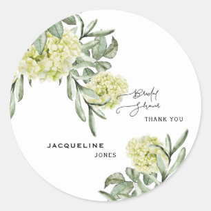 Elegant Hydrangea Bridal Shower Thank You Classic Round Sticker