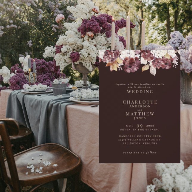 Elegant Hydrangea Burgundy No Parents Wedding  Invitation (Creator Uploaded)