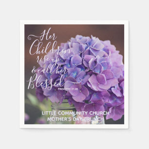 Elegant Hydrangea Christian Mothers Day Verse Napkin