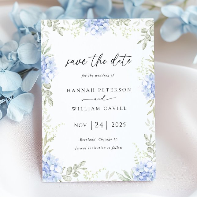 Elegant Hydrangea Floral Wedding Save The Date (Creator Uploaded)